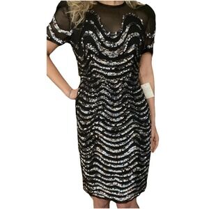 A.J. Bari Saks Fifth Avenue Sequin & Beaded Dress Size Small